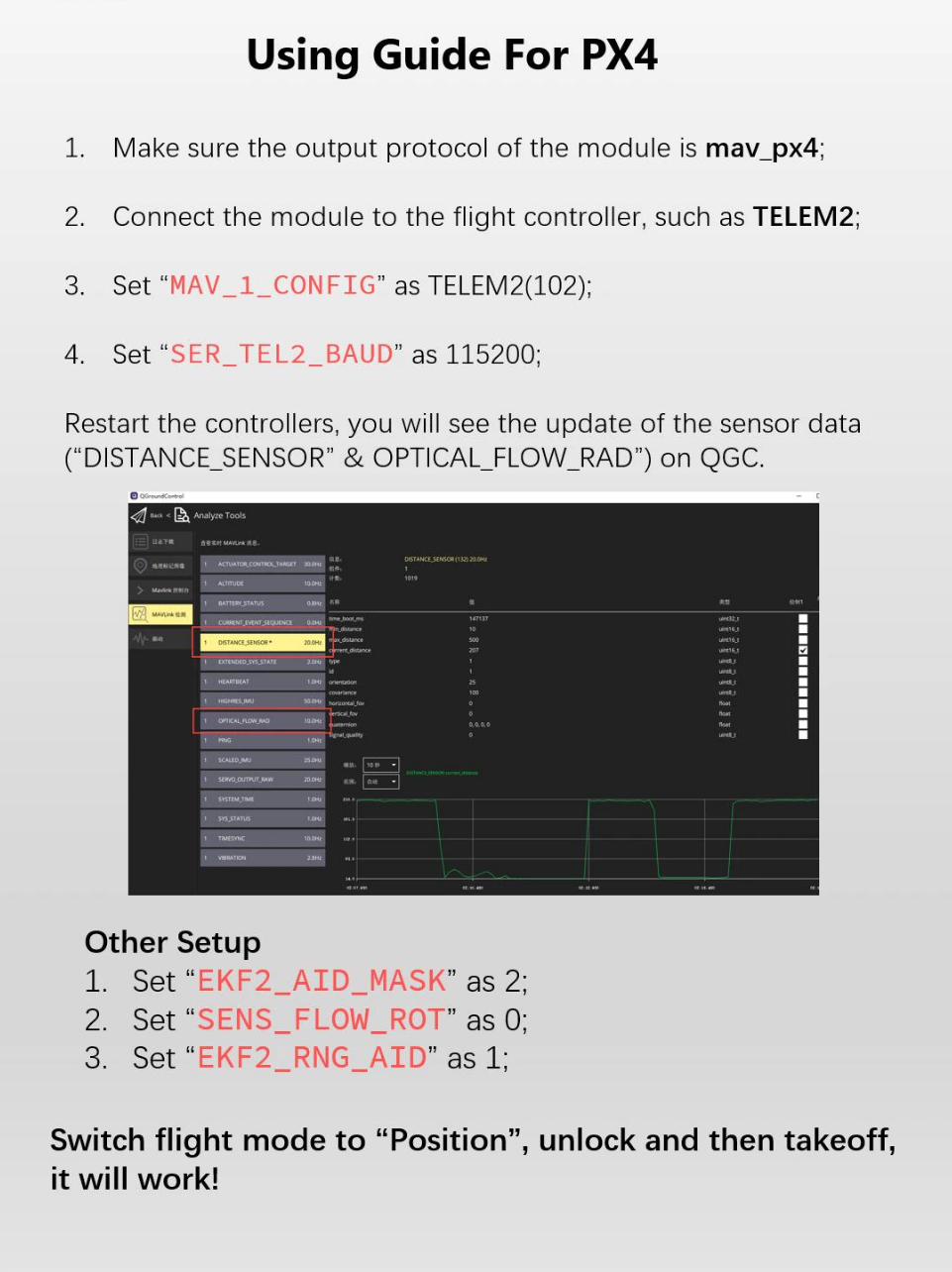 OPTICAL FLOW & LIDAR SENSOR Micoair MTF-02 Compatible with Ardupilot/PX4/INAV