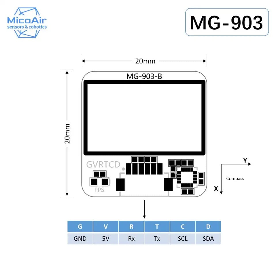 Module GPS GNSS de petite taille M9-5883 avec boussole QMC5883L MicoAir Tech MG-903 pour Drones FPV/course, remplacement de M9N-5883