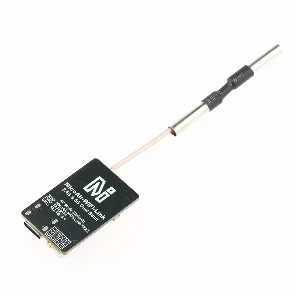 MicoAir WiFi Link – Dual-Band WiFi 6 Telemetry Module for ArduPilot / PX4 Wireless Tuning & Multi-Drone Networking