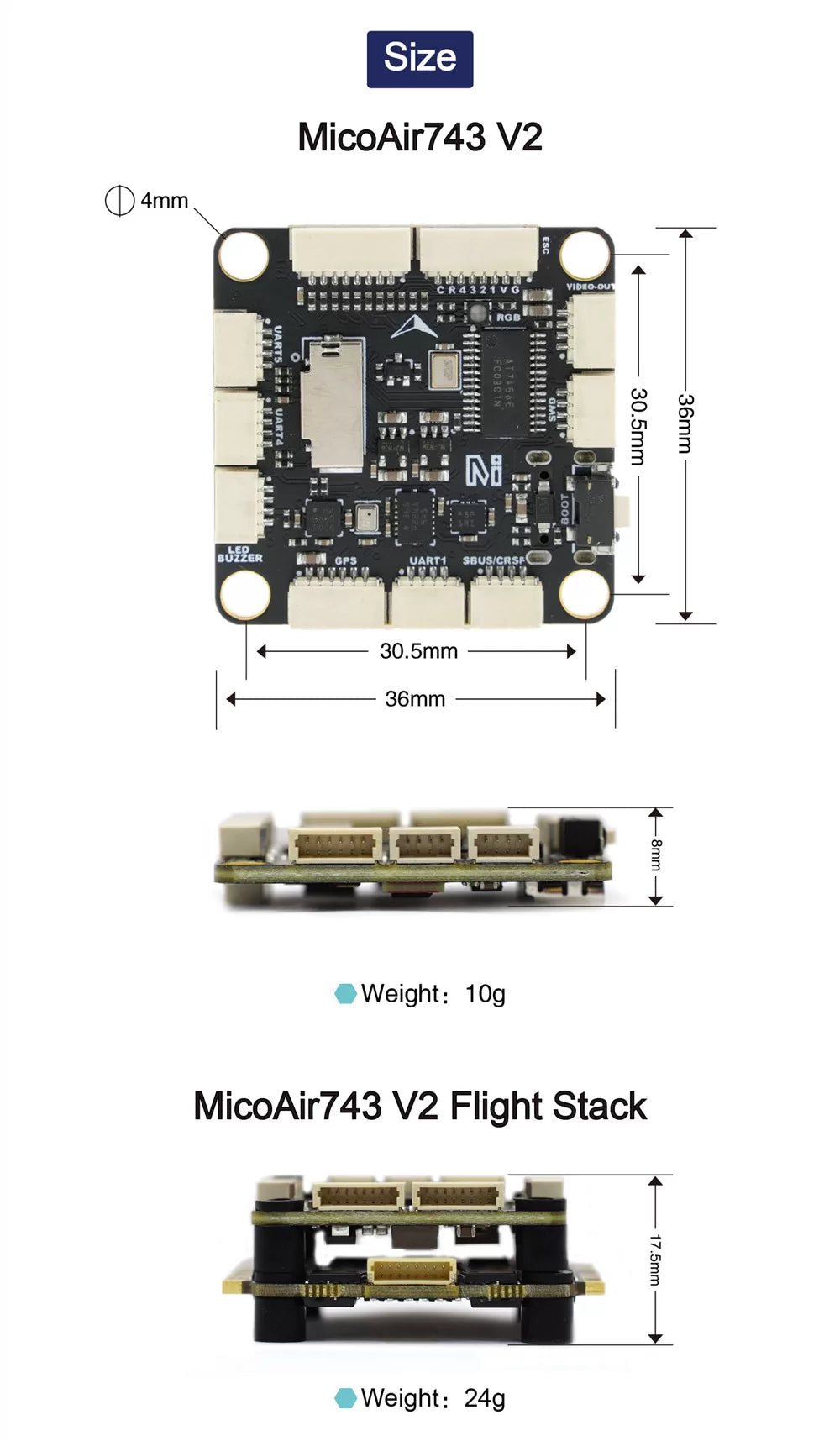 MicoAir H743 V2 Flight Controller supports Ardupilot/PX4/INAV/Betaflight
