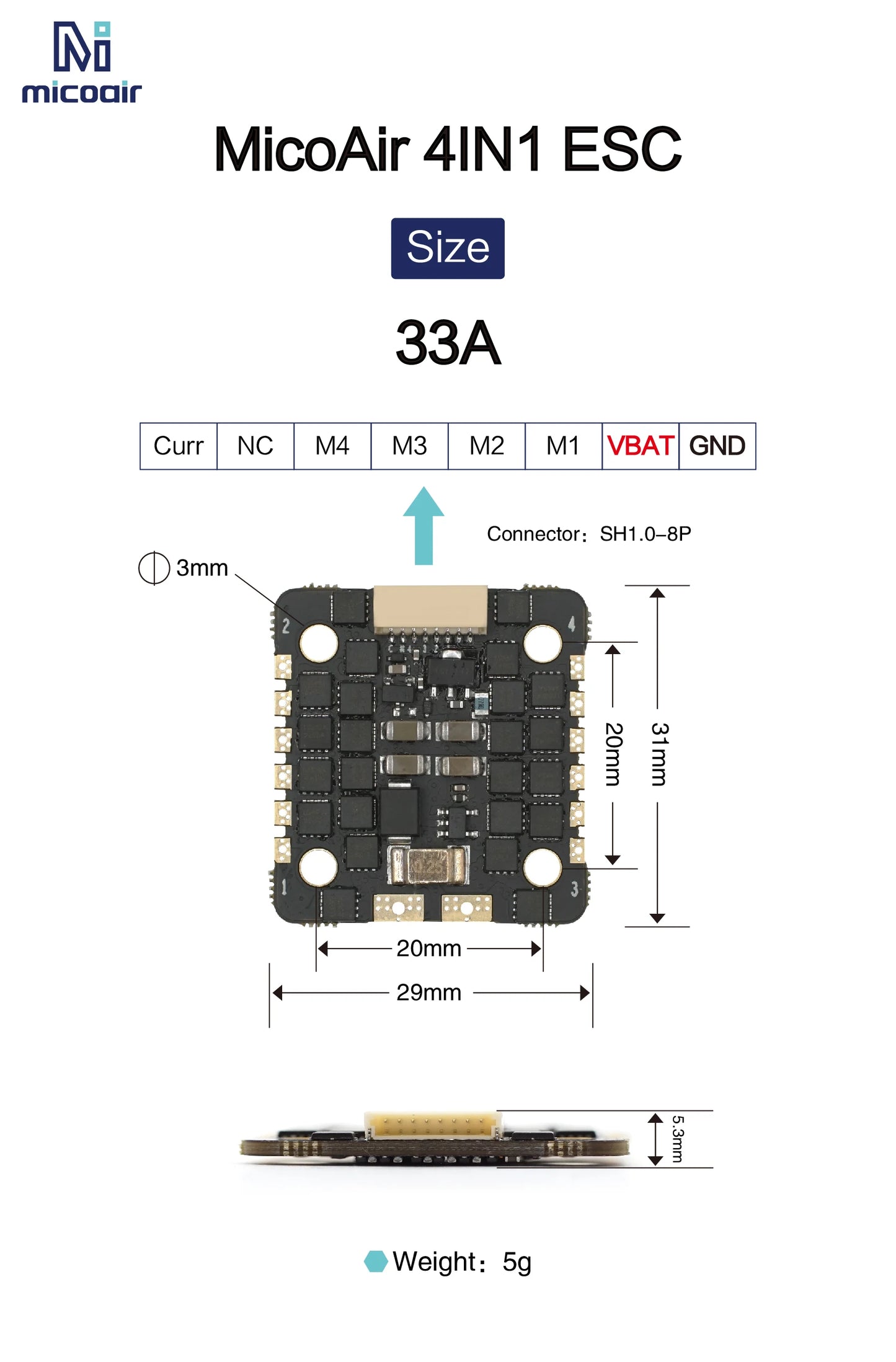 MicoAir 33A 4-in-1 Bluejay ESC for FPV Drones