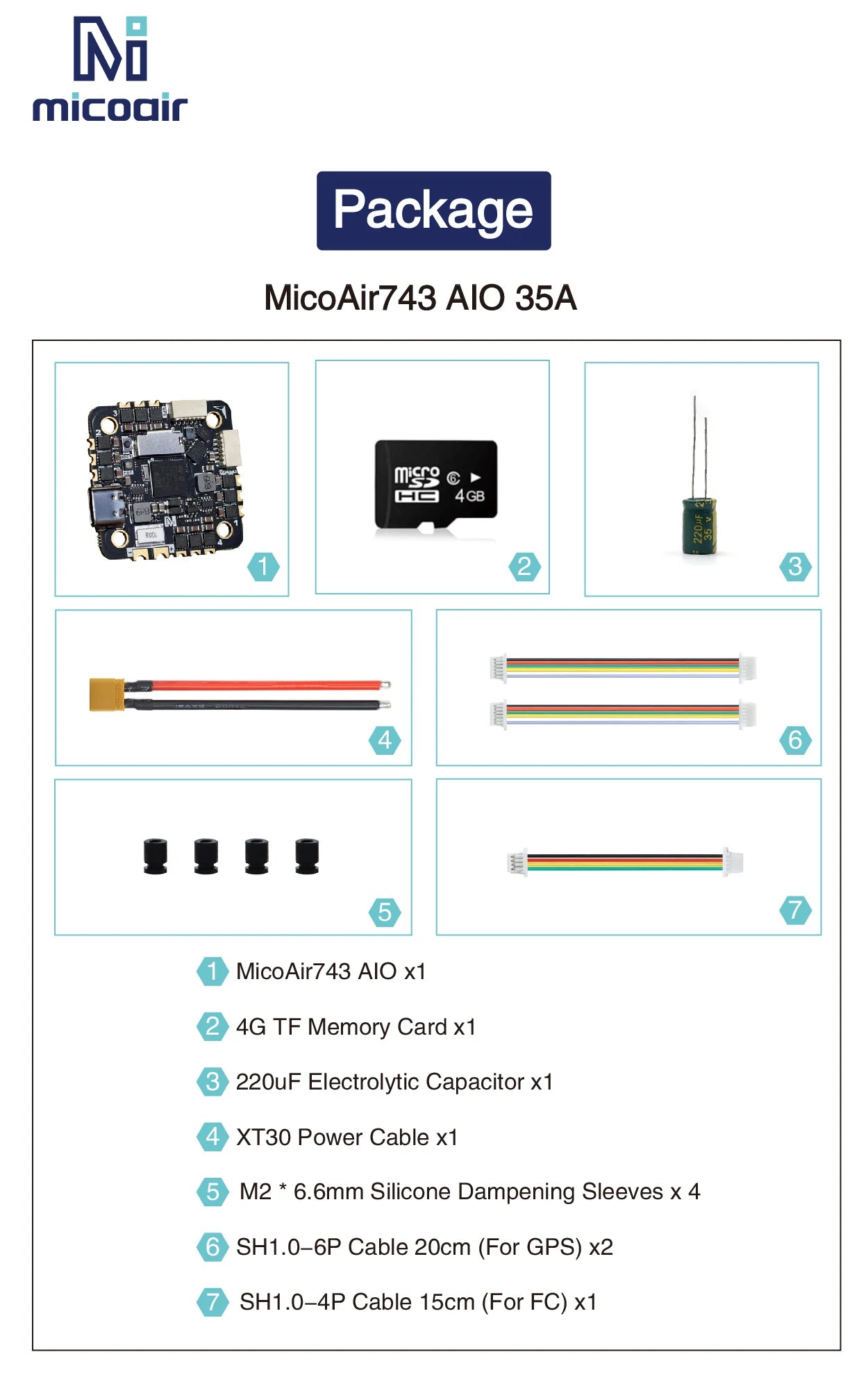 MicoAir H743 AIO 35A AM32 25.5×25.5 3-6S Flight Controller & ESC