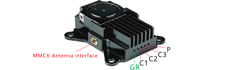 VT5805 VTX LED indicators — band, channel and RF power LEDs with MMCX antenna interface